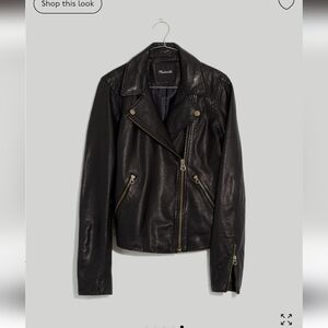 Madewell Washed Motorcycle Leather Jacket in Bass Hardware Edition